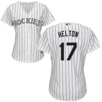 Colorado Rockies #17 Todd Helton White Strip Home Women's Stitched MLB Jersey