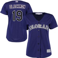 Colorado Rockies #19 Charlie Blackmon Purple Alternate Women's Stitched MLB Jersey