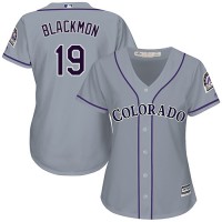 Colorado Rockies #19 Charlie Blackmon Grey Road Women's Stitched MLB Jersey