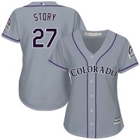 Colorado Rockies #27 Trevor Story Grey Road Women's Stitched MLB Jersey