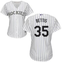 Colorado Rockies #35 Chad Bettis White Strip Home Women's Stitched MLB Jersey