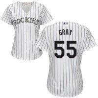 Colorado Rockies #55 Jon Gray White Strip Home Women's Stitched MLB Jersey