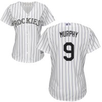 Colorado Rockies #9 Daniel Murphy White Strip Home Women's Stitched MLB Jersey