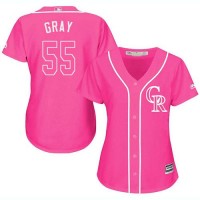 Colorado Rockies #55 Jon Gray Pink Fashion Women's Stitched MLB Jersey