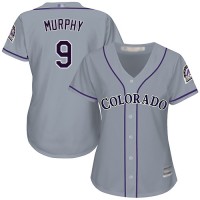 Colorado Rockies #9 Daniel Murphy Grey Road Women's Stitched MLB Jersey