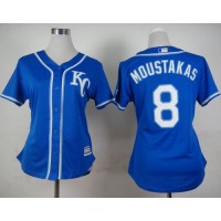 Kansas City Royals #8 Mike Moustakas Blue Alternate 2 Women's Stitched MLB Jersey