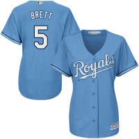 Kansas City Royals #5 George Brett Light Blue Alternate Women's Stitched MLB Jersey