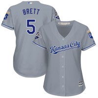 Kansas City Royals #5 George Brett Grey Road Women's Stitched MLB Jersey