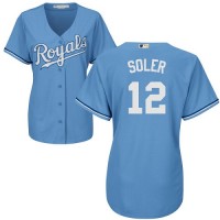 Kansas City Royals #12 Jorge Soler Light Blue Alternate Women's Stitched MLB Jersey