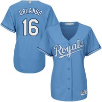Kansas City Royals #16 Paulo Orlando Light Blue Alternate Women's Stitched MLB Jersey