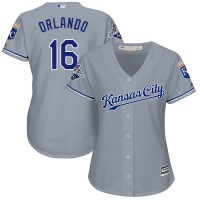 Kansas City Royals #16 Paulo Orlando Grey Road Women's Stitched MLB Jersey