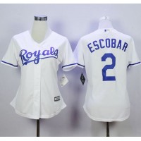 Kansas City Royals #2 Alcides Escobar White Home Women's Stitched MLB Jersey