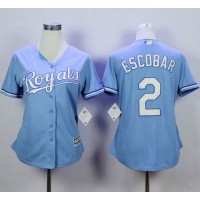 Kansas City Royals #2 Alcides Escobar Light Blue Home Women's Stitched MLB Jersey