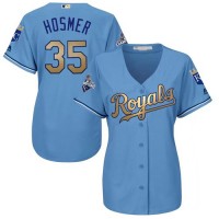 Kansas City Royals #35 Eric Hosmer Light Blue Women's 2015 World Series Champions Gold Program Cool Base Stitched MLB Jersey