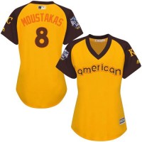 Kansas City Royals #8 Mike Moustakas Gold 2016 All-Star American League Women's Stitched MLB Jersey