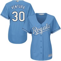 Kansas City Royals #30 Yordano Ventura Light Blue Alternate Women's Stitched MLB Jersey