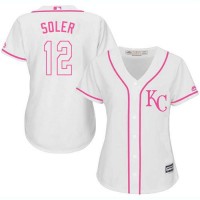 Kansas City Royals #12 Jorge Soler White/Pink Fashion Women's Stitched MLB Jersey