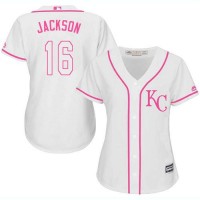 Kansas City Royals #16 Bo Jackson White/Pink Fashion Women's Stitched MLB Jersey