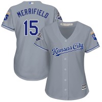 Kansas City Royals #15 Whit Merrifield Grey Road Women's Stitched MLB Jersey