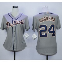 Detroit Tigers #24 Miguel Cabrera Grey Road Women's Stitched MLB Jersey