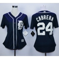 Detroit Tigers #24 Miguel Cabrera Navy Blue Women's Fashion Stitched MLB Jersey