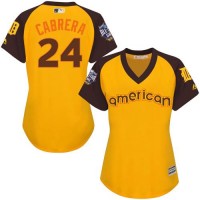Detroit Tigers #24 Miguel Cabrera Gold 2016 All-Star American League Women's Stitched MLB Jersey