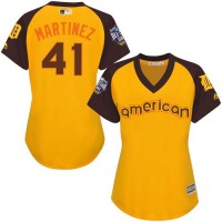Detroit Tigers #41 Victor Martinez Gold 2016 All-Star American League Women's Stitched MLB Jersey