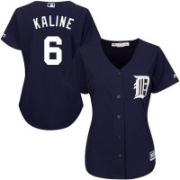 Detroit Tigers #6 Al Kaline Navy Blue Alternate Women's Stitched MLB Jersey