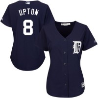 Detroit Tigers #8 Justin Upton Navy Blue Alternate Women's Stitched MLB Jersey