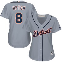 Detroit Tigers #8 Justin Upton Grey Road Women's Stitched MLB Jersey
