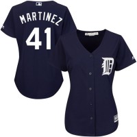 Detroit Tigers #41 Victor Martinez Navy Blue Alternate Women's Stitched MLB Jersey