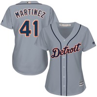 Detroit Tigers #41 Victor Martinez Grey Road Women's Stitched MLB Jersey