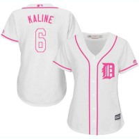 Detroit Tigers #6 Al Kaline White/Pink Fashion Women's Stitched MLB Jersey