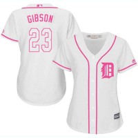 Detroit Tigers #23 Kirk Gibson White/Pink Fashion Women's Stitched MLB Jersey
