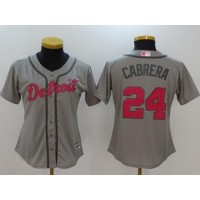 Detroit Tigers #24 Miguel Cabrera Grey Mother's Day Cool Base Women's Stitched MLB Jersey