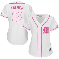 Detroit Tigers #32 Michael Fulmer White/Pink Fashion Women's Stitched MLB Jersey