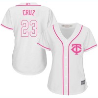 Minnesota Twins #23 Nelson Cruz White/Pink Fashion Women's Stitched MLB Jersey