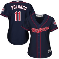Minnesota Twins #11 Jorge Polanco Navy Blue Alternate Women's Stitched MLB Jersey