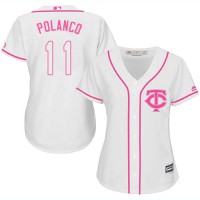 Minnesota Twins #11 Jorge Polanco White/Pink Fashion Women's Stitched MLB Jersey