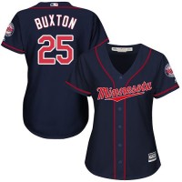 Minnesota Twins #25 Byron Buxton Navy Blue Alternate Women's Stitched MLB Jersey