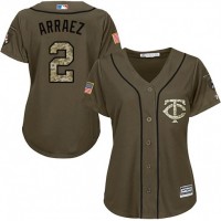 Minnesota Twins #2 Luis Arraez Green Salute to Service Women's Stitched MLB Jersey