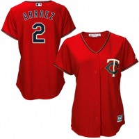 Minnesota Twins #2 Luis Arraez Red Alternate Women's Stitched MLB Jersey
