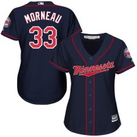 Minnesota Twins #33 Justin Morneau Navy Blue Alternate Women's Stitched MLB Jersey
