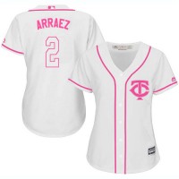 Minnesota Twins #2 Luis Arraez White/Pink Fashion Women's Stitched MLB Jersey