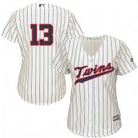 Minnesota Twins #13 Ehire Adrianza Cream Strip Alternate Women's Stitched MLB Jersey