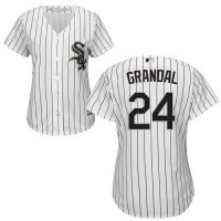 Chicago White Sox #24 Yasmani Grandal White(Black Strip) Home Women's Stitched MLB Jersey