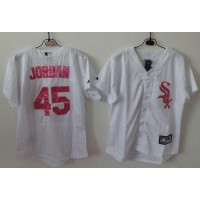Chicago White Sox #45 Michael Jordan White(Pink Strip) Women's Fashion Stitched MLB Jersey