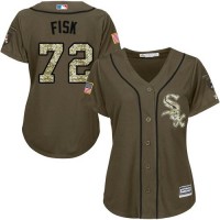 Chicago White Sox #72 Carlton Fisk Green Salute to Service Women's Stitched MLB Jersey