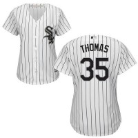 Chicago White Sox #35 Frank Thomas White(Black Strip) Home Women's Stitched MLB Jersey
