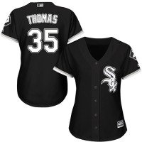 Chicago White Sox #35 Frank Thomas Black Alternate Women's Stitched MLB Jersey